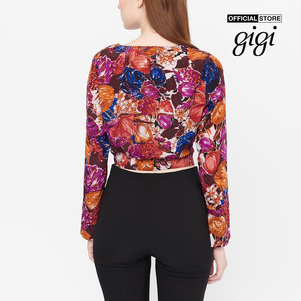 GIGI - Áo croptop nữ cổ V tay dài ống loe Interlock Twist G1106211202S