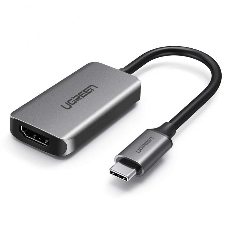 Cáp chuyển đổi USB-C dương Sang HDMI 2.0 4K@60Hz có cổng USB-C Power PD dài 15cm màu Xám Ugreen TC50313CM159 Hàng chính hãng.