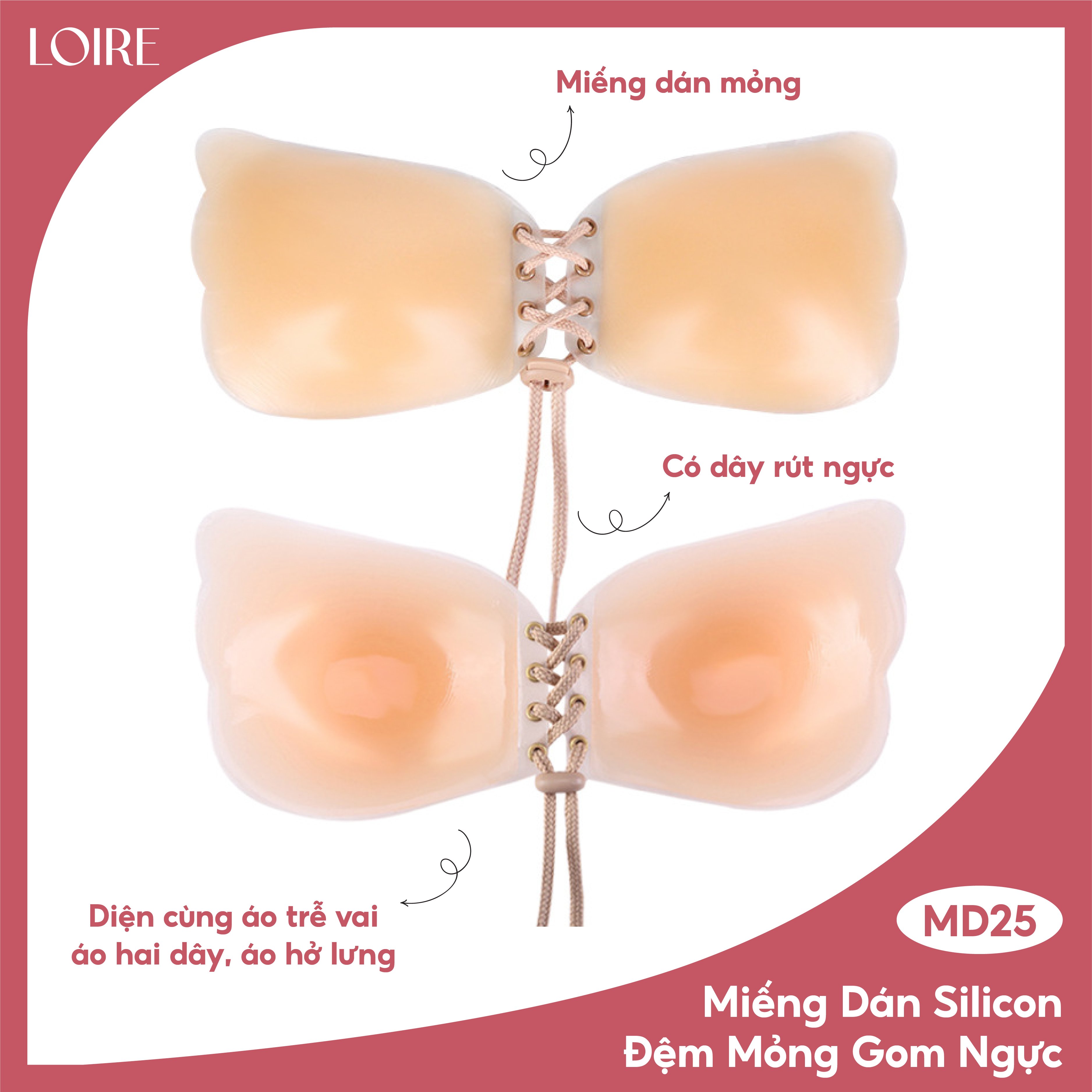Miếng Dán Silicone Đệm Mỏng Gom Ngực MD25