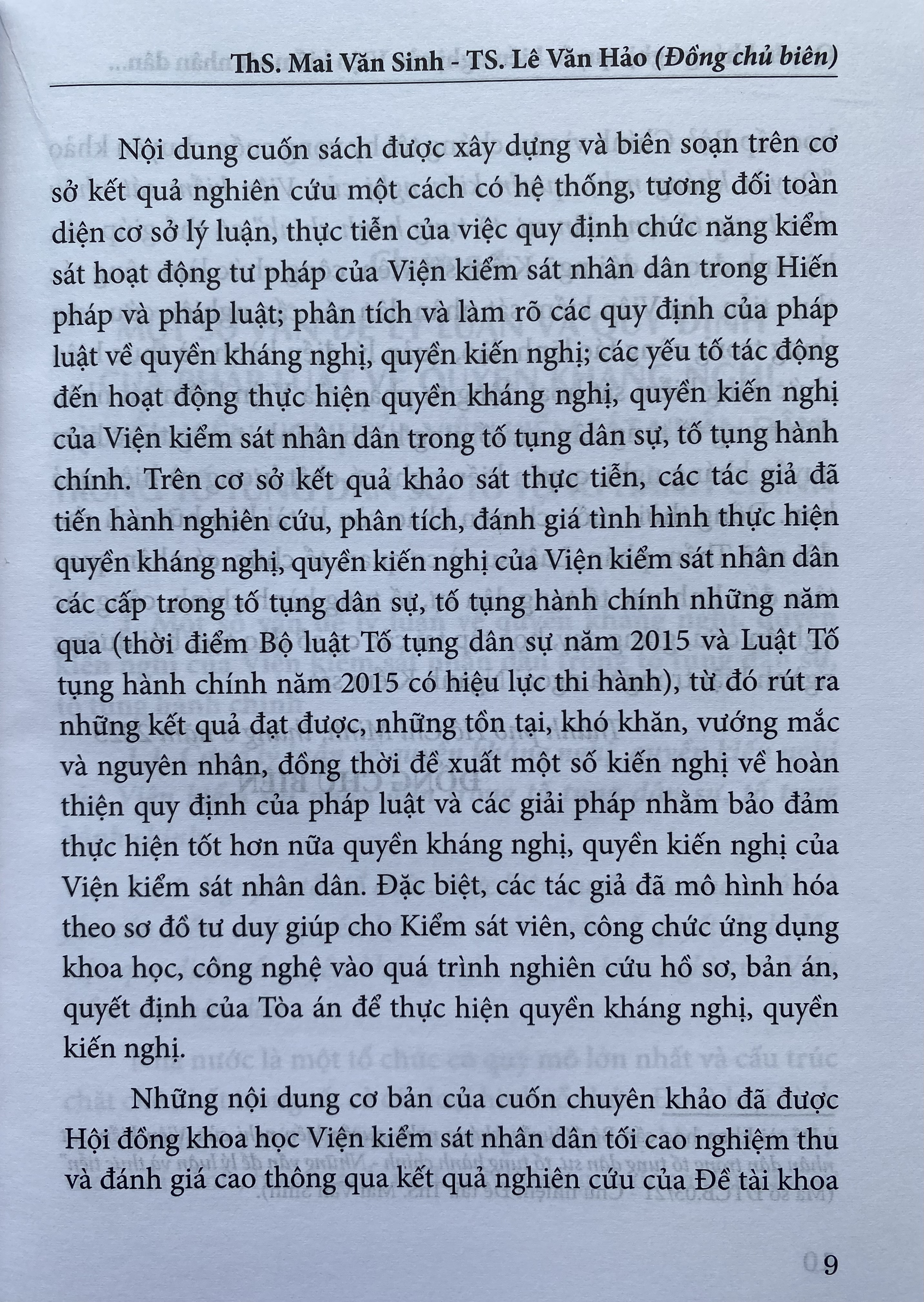 -Quyền Kháng Nghị, Quyền Kiến Nghị Của Viện Kiểm Sát Nhân Dân Trong Tố Tụng Dân Sự, Tố Tụng Hành Chính (Sách chuyên khảo)