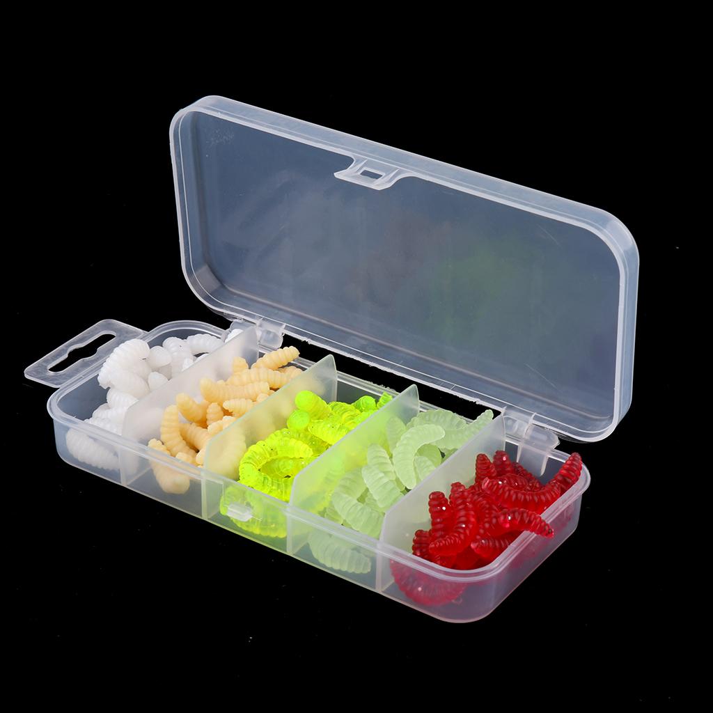 100pcs Soft Fishing Simulation Maggots Earth Worm Fishing Lure Tackle Baits