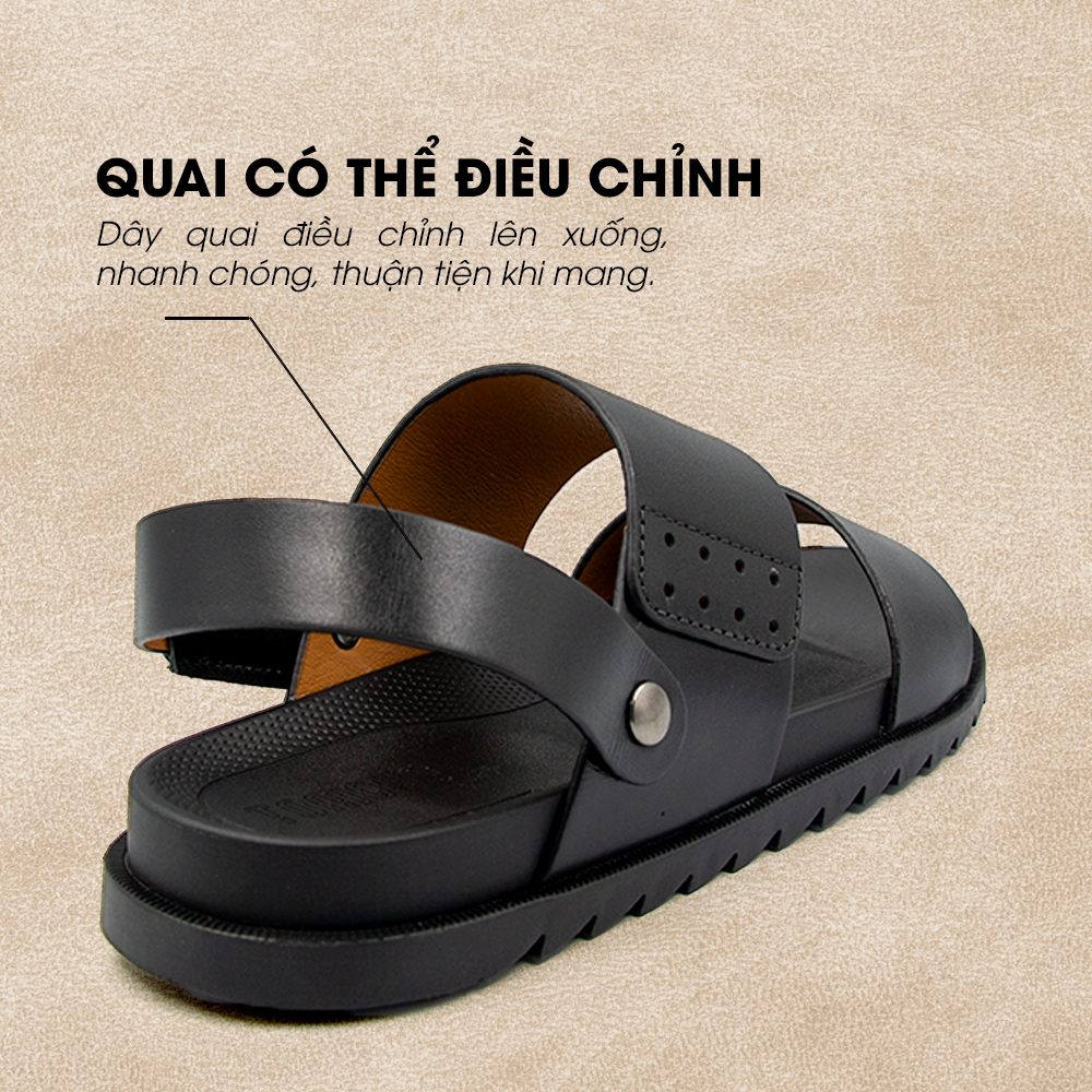 Sandal Tomoyo Da Bò Thật Đế Rãnh Chống Trượt TMS302