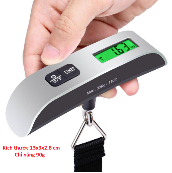 Cân Vali inox Cân điện tử hành lý xách tay 50kg Electronic luggage scale ( Tặng kèm Pin ) DL38-CanInox50