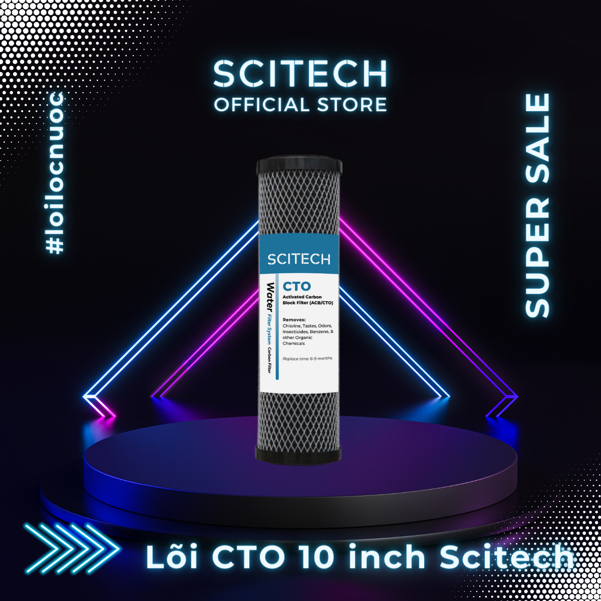 Lõi CTO 10 inch - Lõi số 3 máy lọc nước RO, bộ lọc thô - Hàng chính hãng