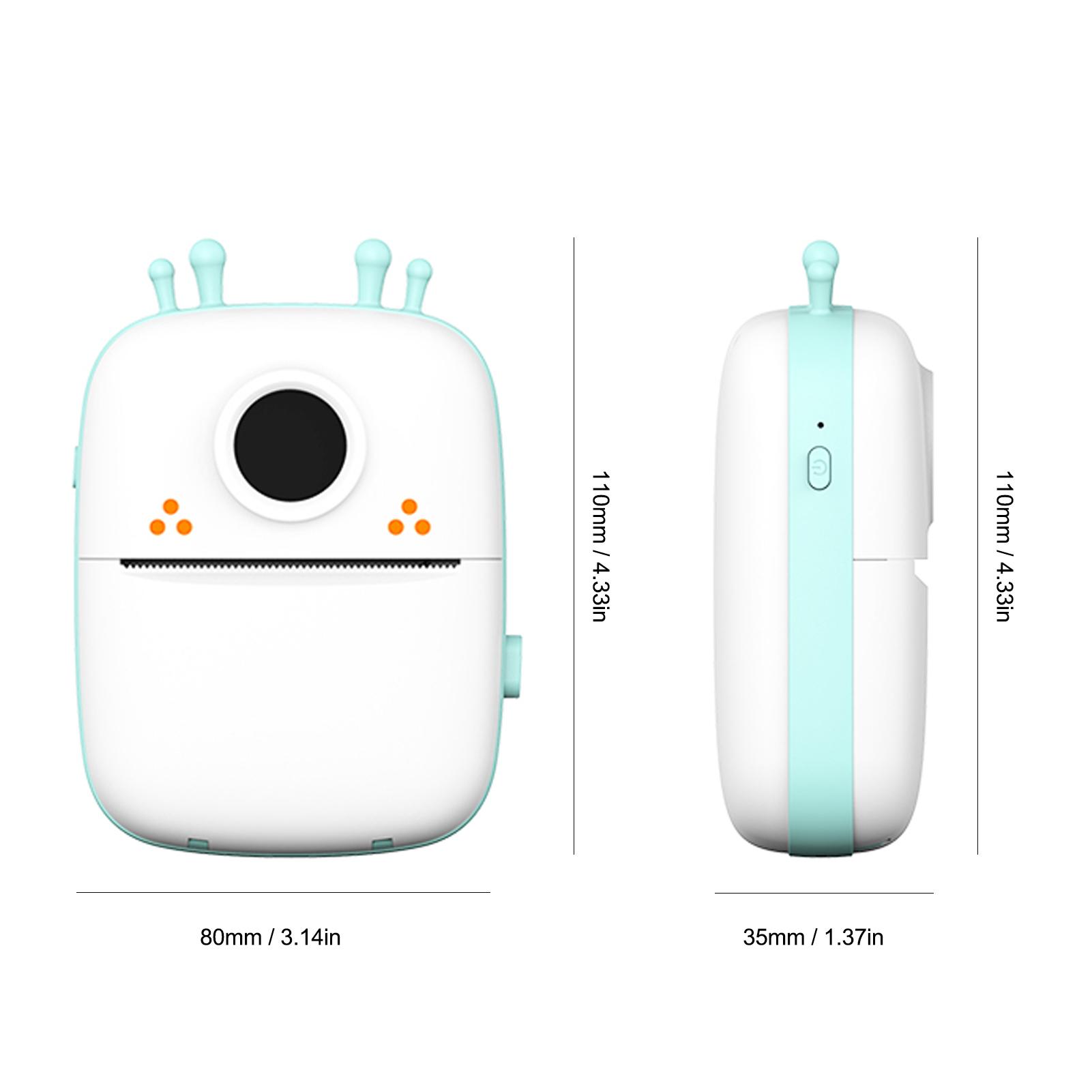 Mini Portable Printer BT Wireless Photo Printer Mobile Printer 200dpi for Receipt Memo Note Sticker Label List with 1