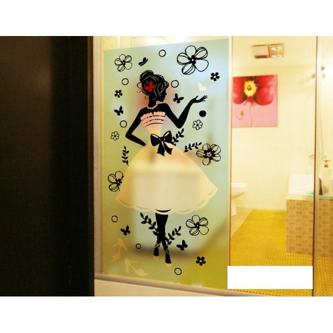 Decal Dán Kính Cao Cấp - Cô Gái Đầm Trắng