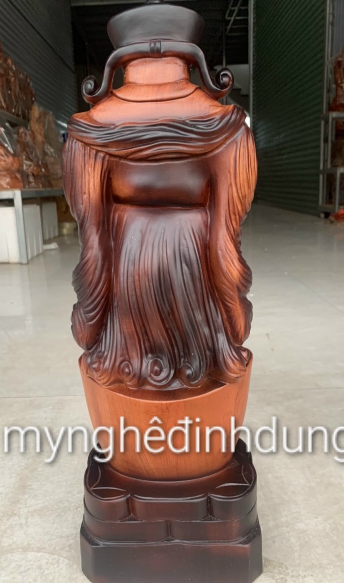 Tượng thần tài bằng gỗ hương đá kt cao 60×20×15cm
