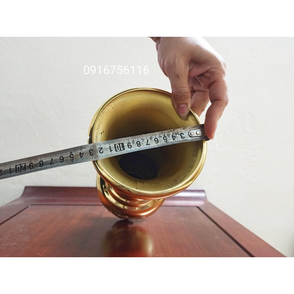 Lọ hoa, bình bông đồng chạm Tùng Cúc Trúc Mai 36cm nặng 2.6kg