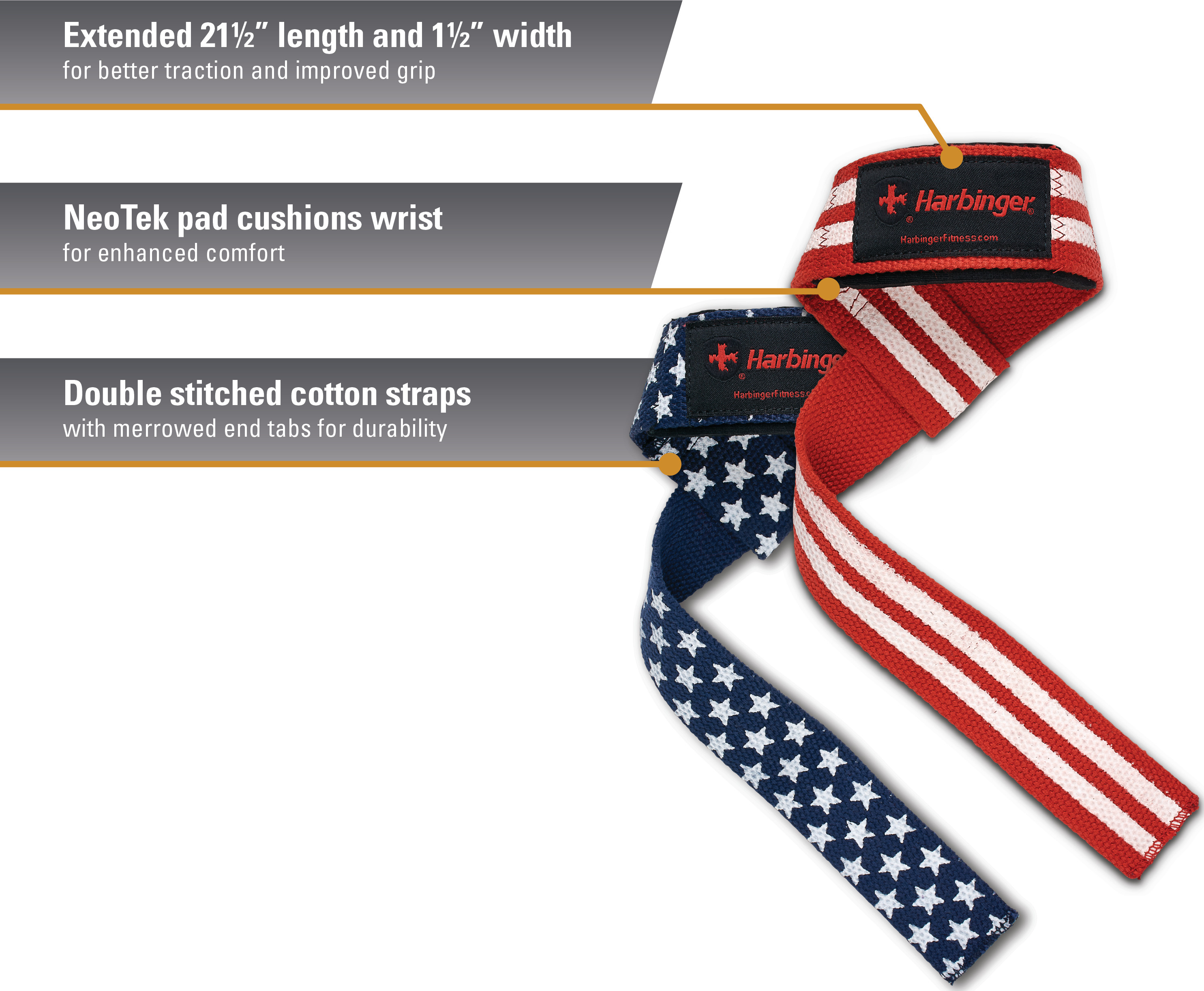 Dây Kéo Lưng Tập Gym Harbinger Padded Cotton Lift Straps Flag