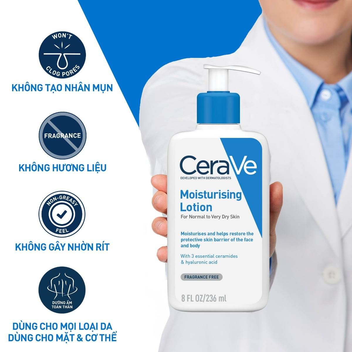 Sữa Dưỡng Ẩm CeraVe Moisturising Lotion Cho Da Thường Và Da Khô 236ml