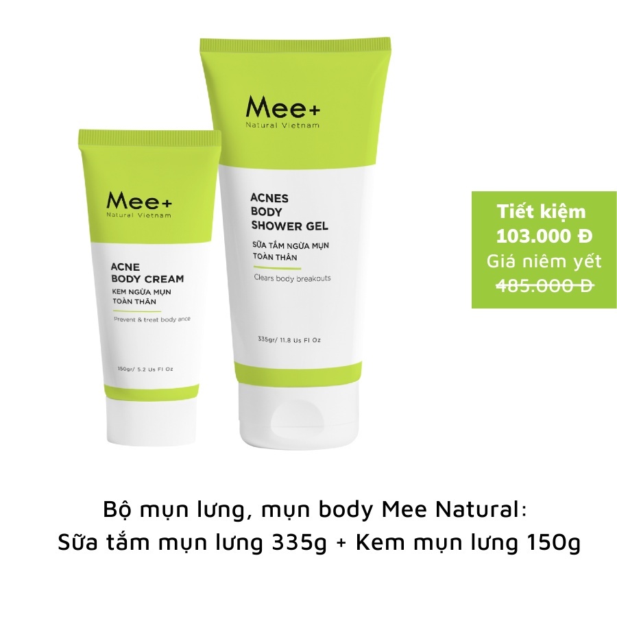 Sữa tắm sạch mụn body, mờ thâm, dưỡng trắng da Mee Natural Acne Body Shower Gel 335g