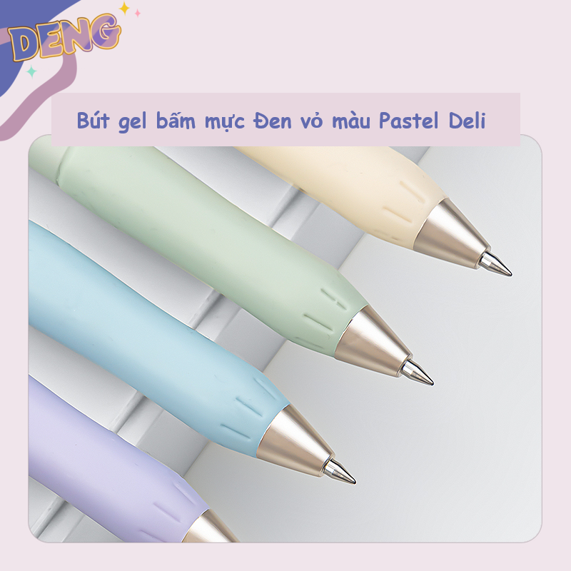 Bút gel bấm mực Đen vỏ màu Pastel (AP3