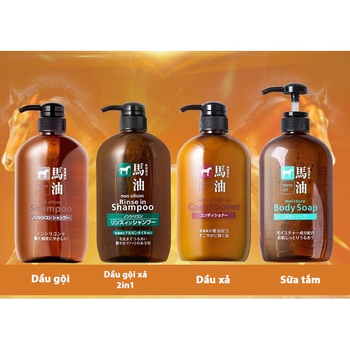 Dầu Gội - Xả 2 Trong 1 Phục Hồi Tóc Hư Tổn Chiết Xuất Từ Dầu Ngựa Deve Horse Oil Rinse In Shampoo (600mL)