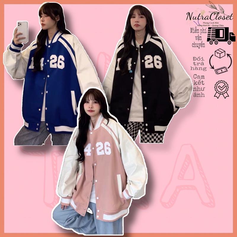 Áo khoác bomber bóng chày kaki nhung gân 2 lớp F426 unisex ulzzang nữ AK761