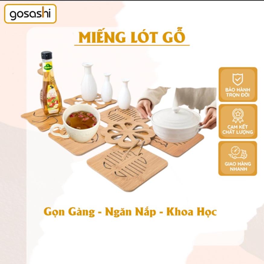 Miếng Lót Ly Cốc Bằng Gỗ Cách Nhiệt Chống Trơn Trượt, Hoạ Tiết Sang Trọng, Nhiều Kiểu Dáng Thương Hiệu Gosashi-MLG