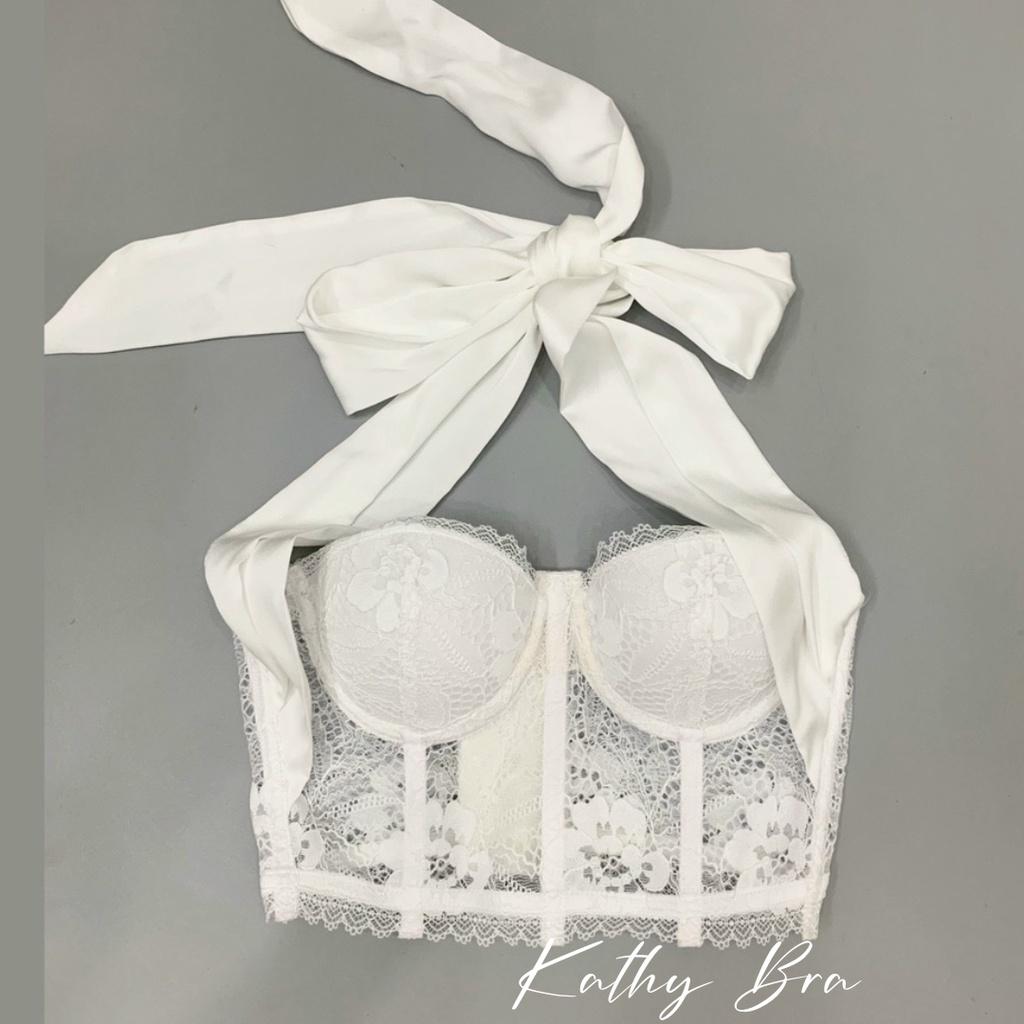 H02 Áo Bra Ren Kiểu KATHY BRA Dáng Corset Cột Nơ Lụa Mặc Được Nhiều Kiểu Hàng Thiết Kế Bralette Dễ Mix Đồ