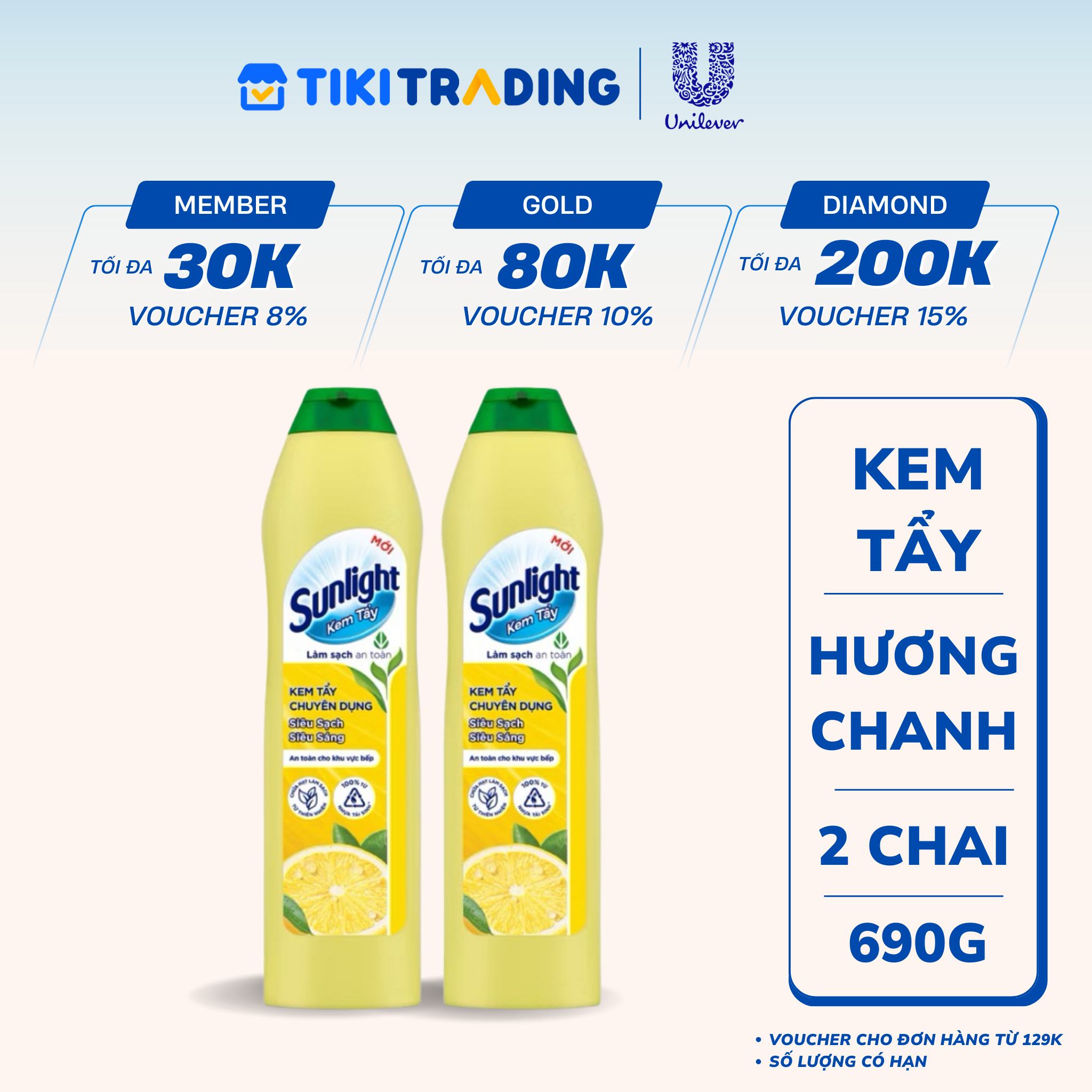 Combo 2 Chai Kem Tẩy Chuyên Dụng Sunlight Phiên Bản Nâng Cấp Từ Cif Siêu Sạch Siêu Sáng
