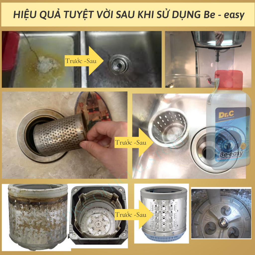 Bột Thông Cống Làm Sạch Đường Ống Cống Thoát Chậu Rửa Lavabo Lồng Máy Giặt Thông Bồn Cầu DrC Beeasy 100 Gam