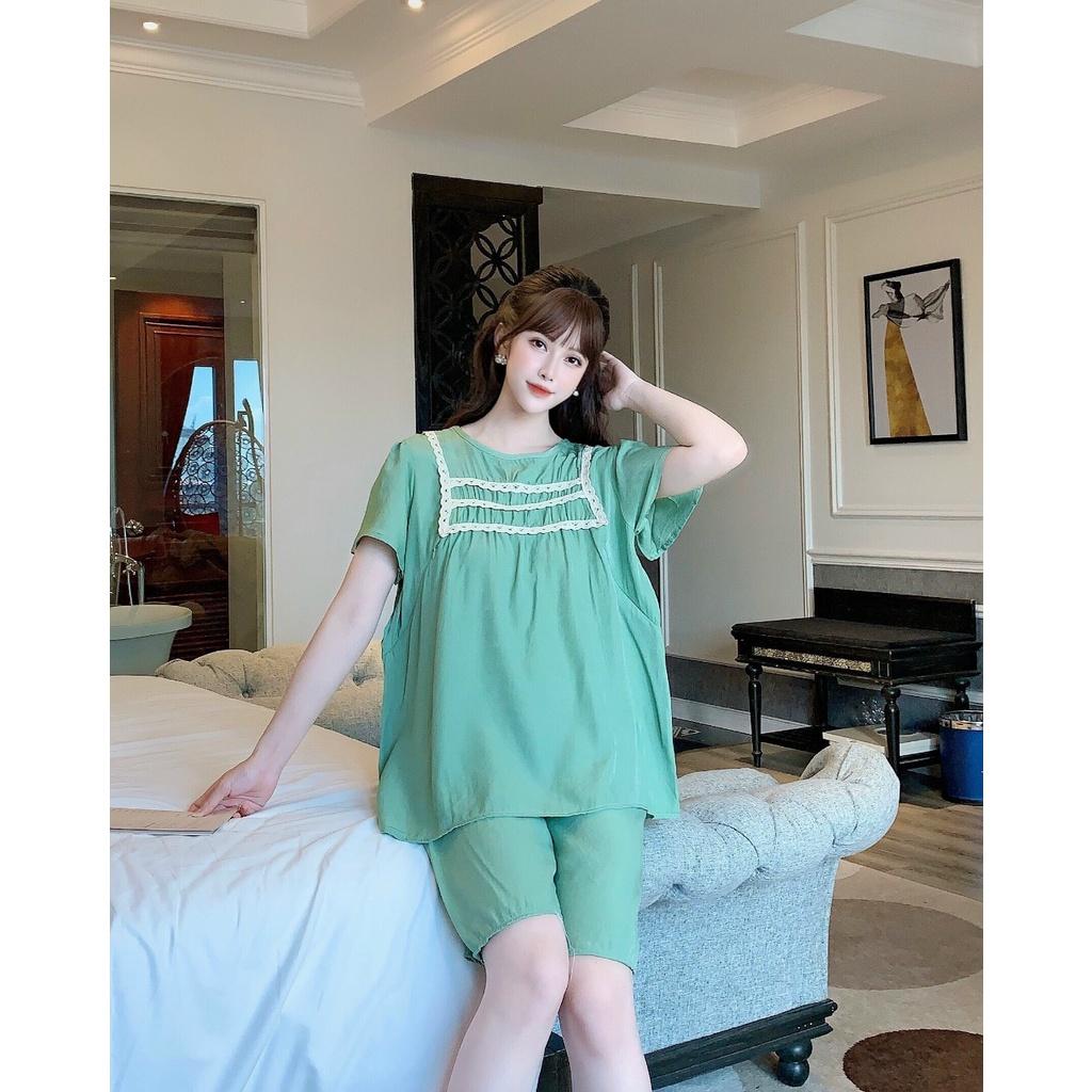 Bộ đồ bầu cộc tay ba ren ngực kết hợp sau sinh M52 - bauxinh