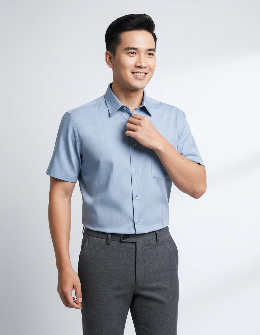 Áo sơ mi nam tay ngắn Khatoco(S-5XL)