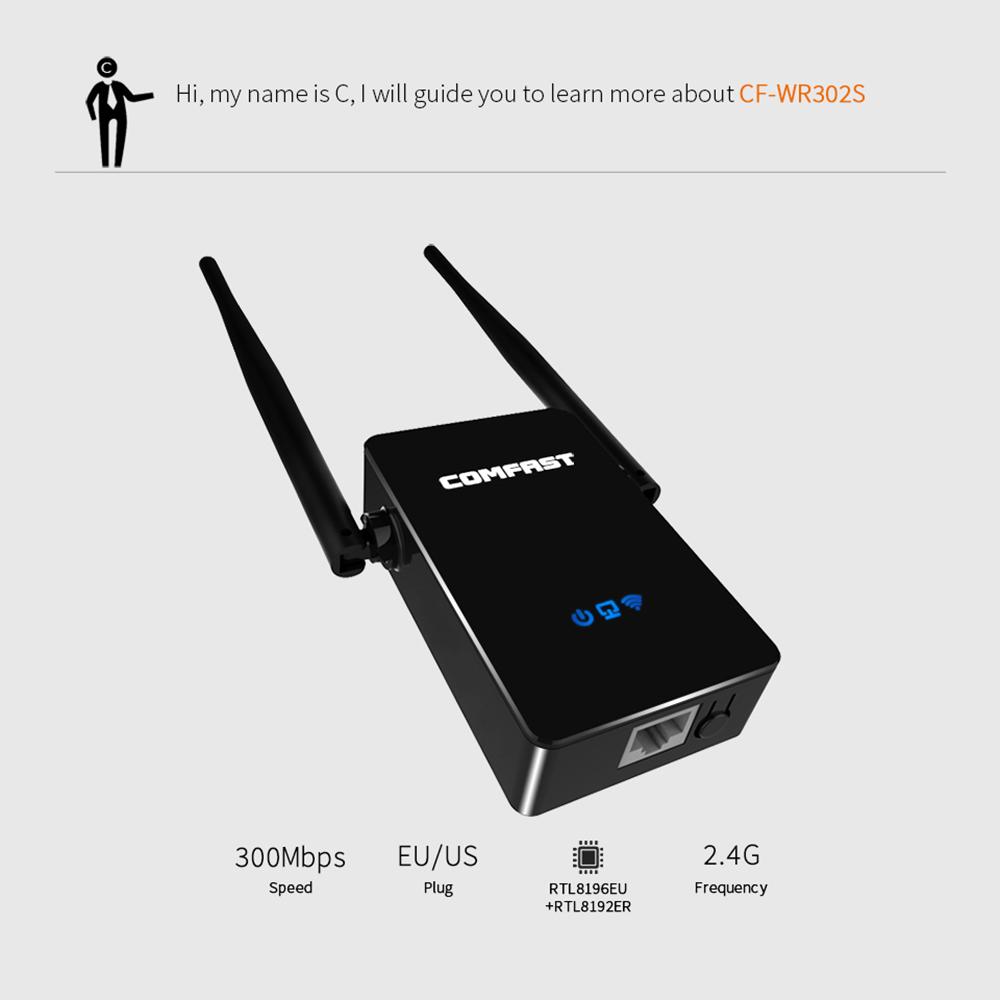 Bộ định tuyến WiFi lặp lại ăng ten kép COMFAST 300M Bộ mở rộng nâng cao AP CF-WR302S Đầu cắm của Mỹ