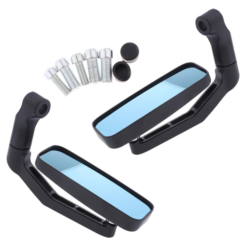 2 Colors Blue Glass Side Mirrors Rear view Mirrors for Motorcycle with 8mm 10mm Thread Bolts, Left & Right