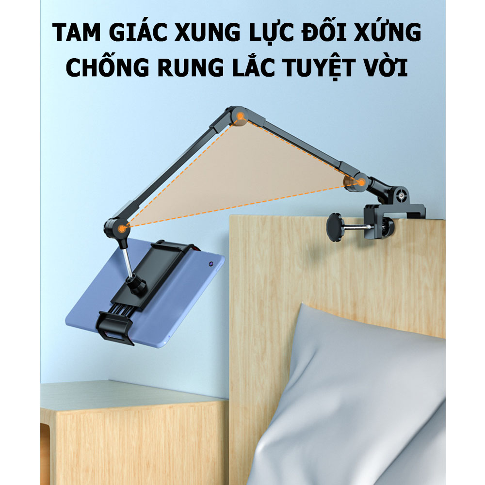 Giá Đỡ Điện Thoại Kẹp Cạnh Giường Ngủ; Giá Đở Máy Tính Bảng Gắn Bàn Làm Việc; Đế Nâng Livestream; Xem Phim - hàng nhập khẩu