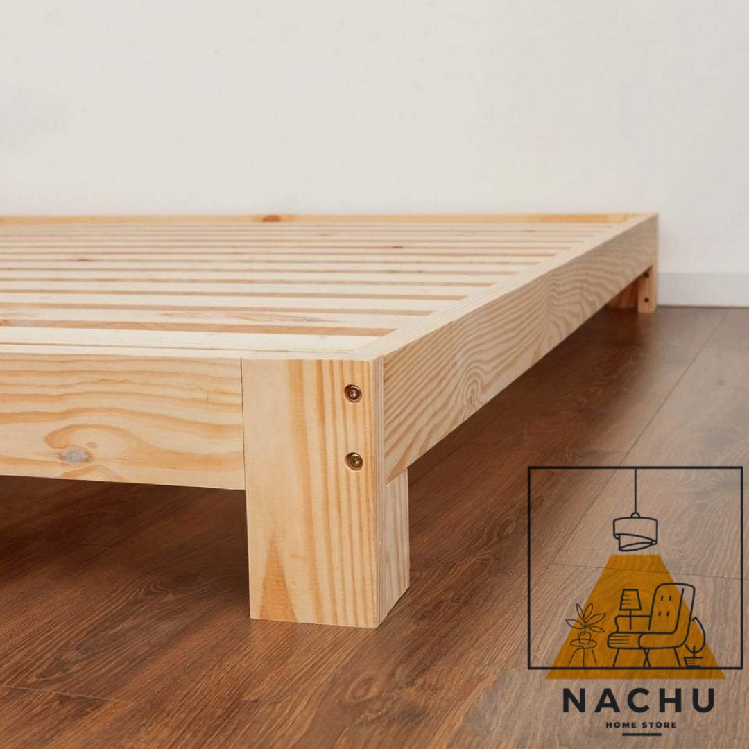 Giường Ngủ Gỗ Thông Hộp Đủ Kích Thước Cao 20cm Nachu Home Store