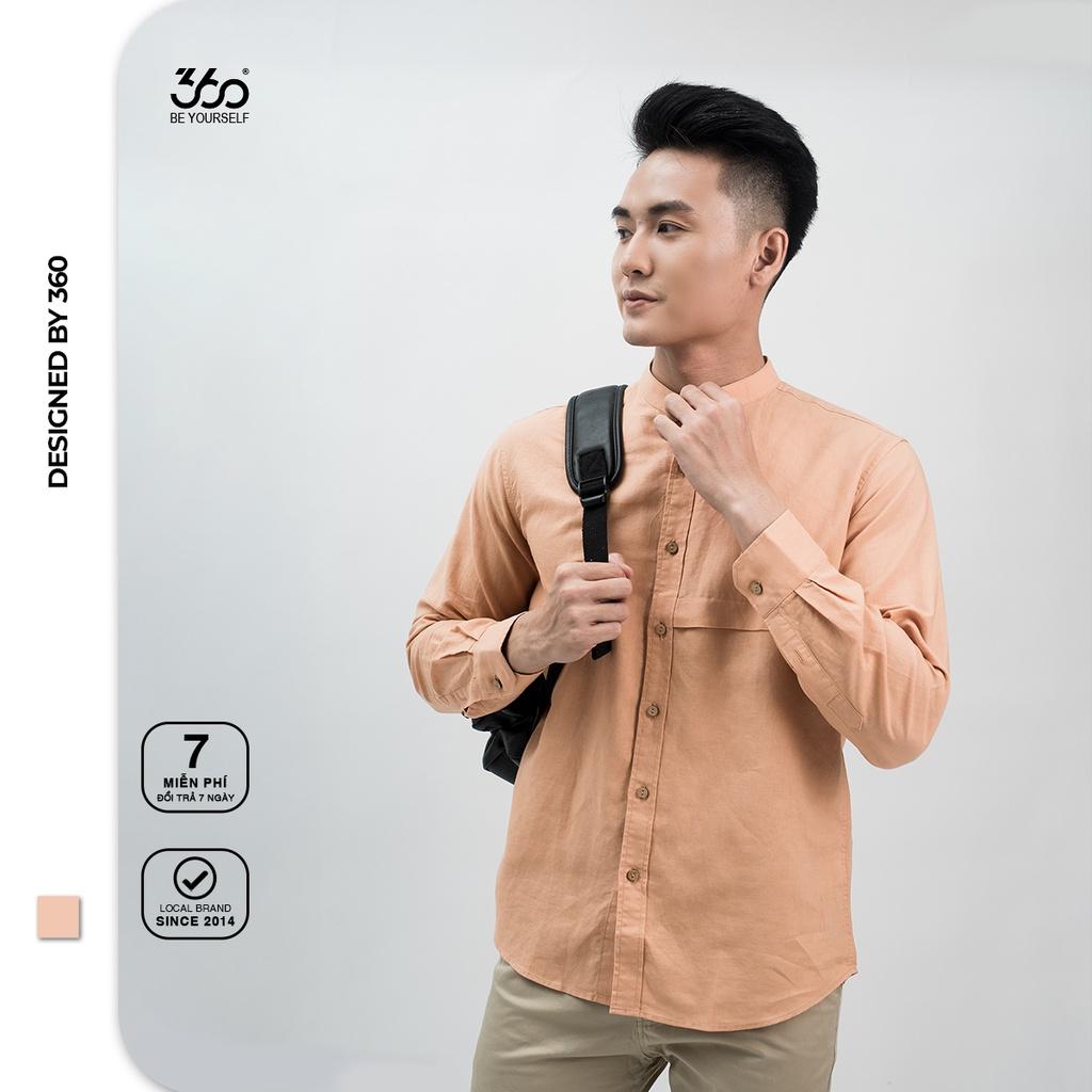 Áo sơ mi dài tay cổ tàu local brand 360 Boutique chất vải cotton 3 màu basic - STDTK245