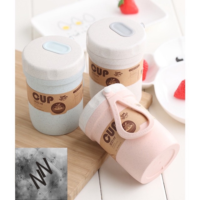 Cốc Lúa Mạch Đựng Súp, Canh Giữ Nhiệt Và Chống Tràn Kèm Muỗng Tiện Ích 300ml