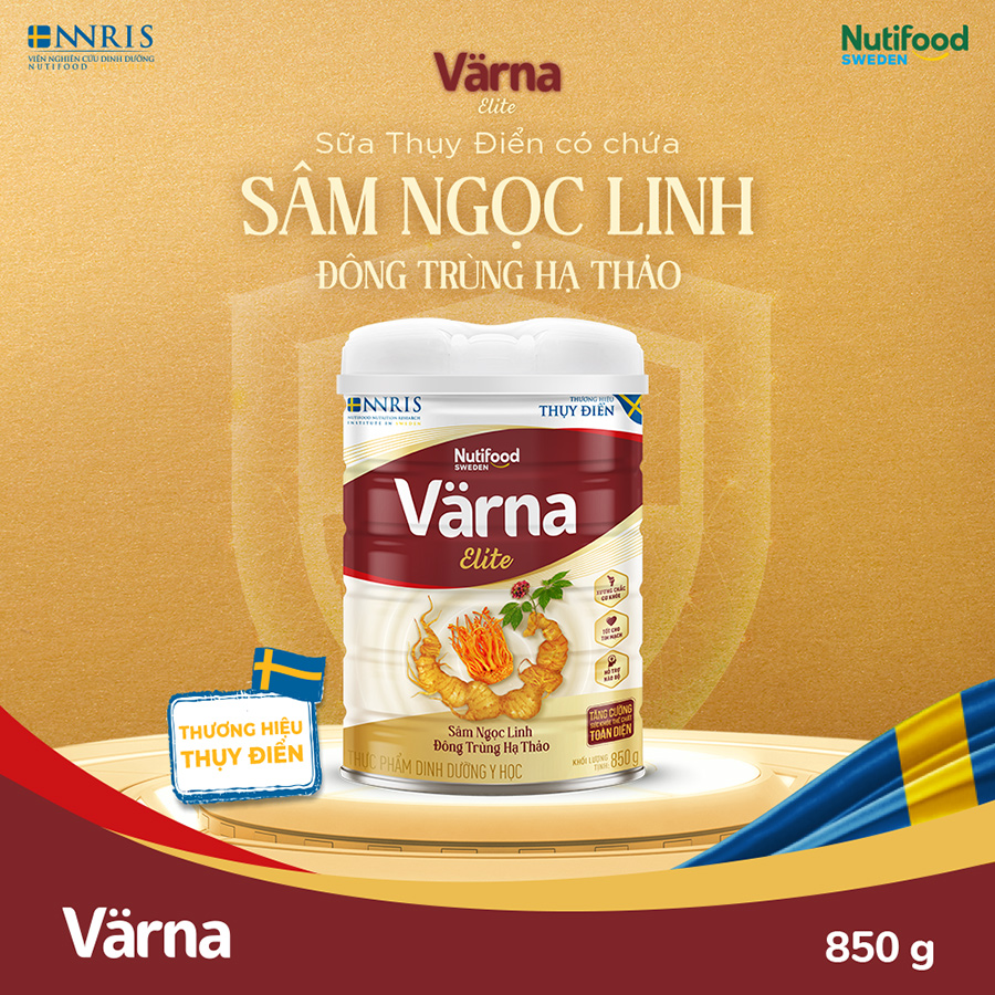 Sữa bột Värna Elite Lon 850g - Chứa Sâm Ngọc Linh Đông Trùng Hạ Thảo - Varna