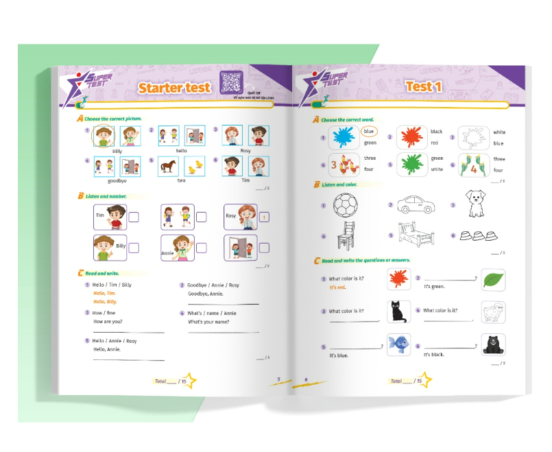 Sách Super Test - Đề kiểm tra nhanh Tiếng Anh Lớp 1