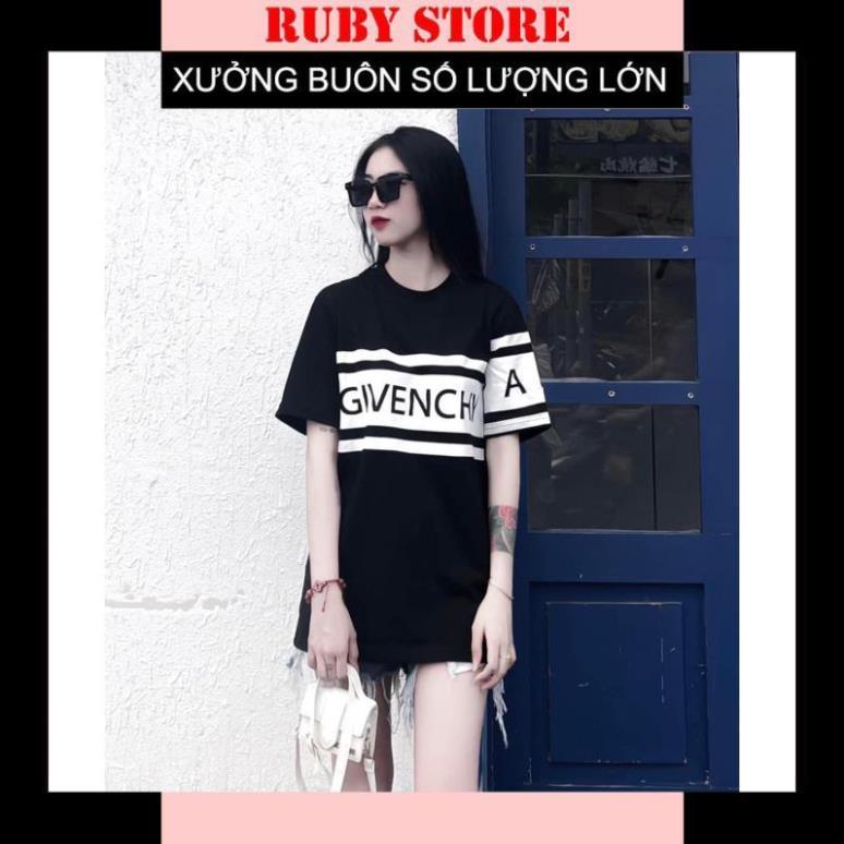 [Hàng Hot] Áo Thun Cộc Tay Dáng Unisex Chữ Ngực GIVECHI Màu Đen Trắng Cực HotÁo Phông Form Rộng Mới Ra Mắt - Viền Đen