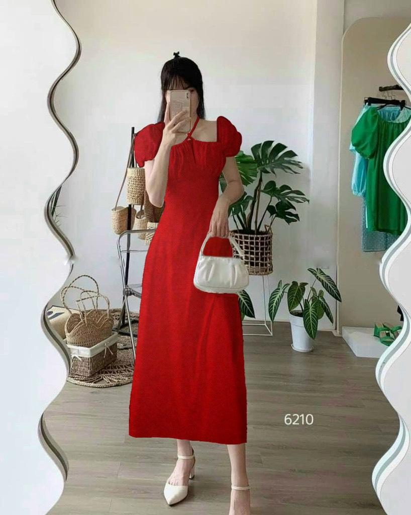 ĐẦM MAXI TAY PHỒNG RÚT DÂY NGỰC MẶC NHIỀU KIỂU 13259