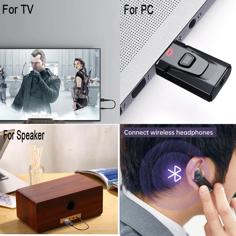 Bộ Chuyển Đổi Bluetooth USB Không Dây 5.0 Cao Cấp MÁY THU PHÁT Âm Nhạc Âm Thanh Cho PC TV Xe Hơi Âm Thanh Stereo Cực Hay Tặng kèm Jack 3.5