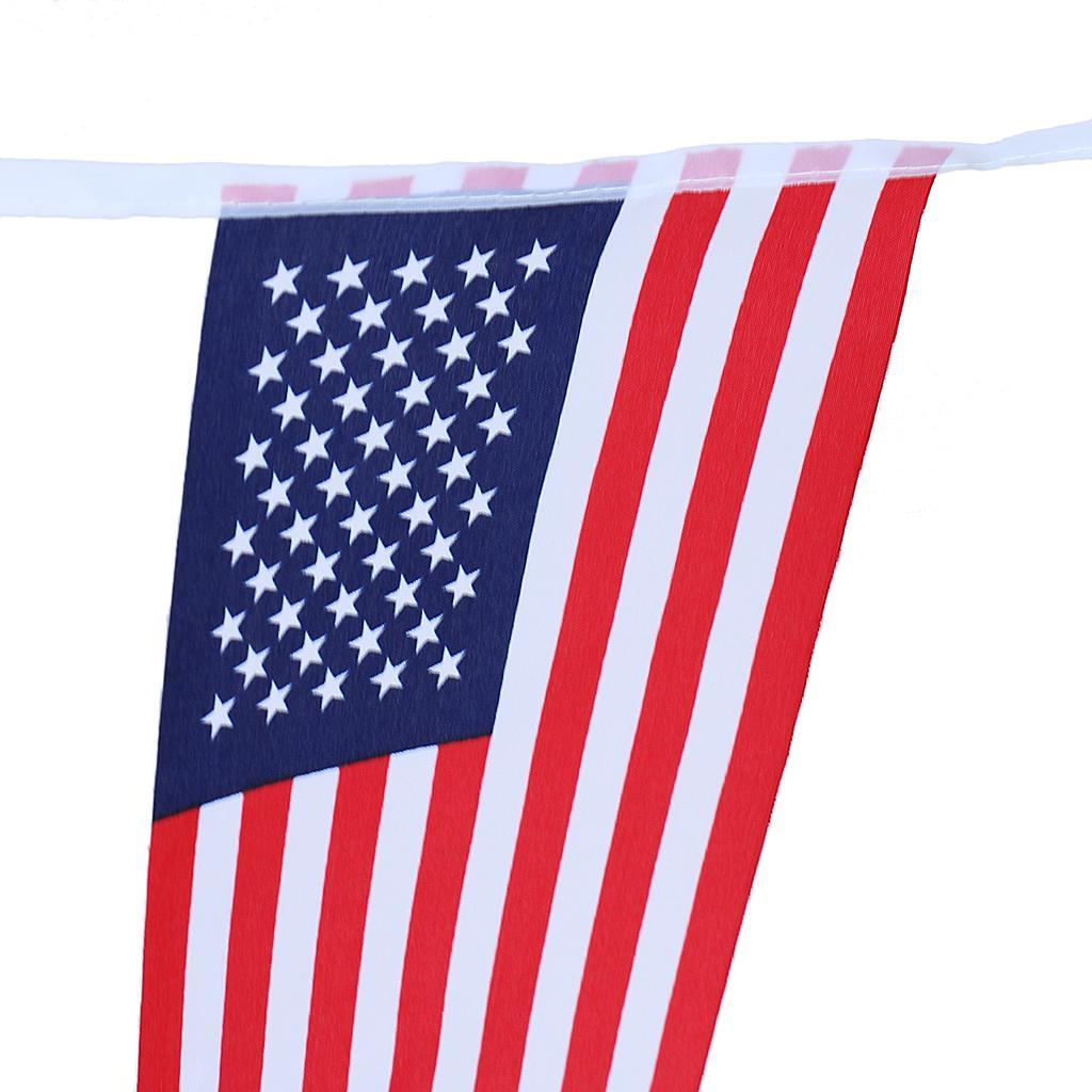 3X 10m American 30Pcs US Flag String Bunting Banner Garland Outdoor Decor