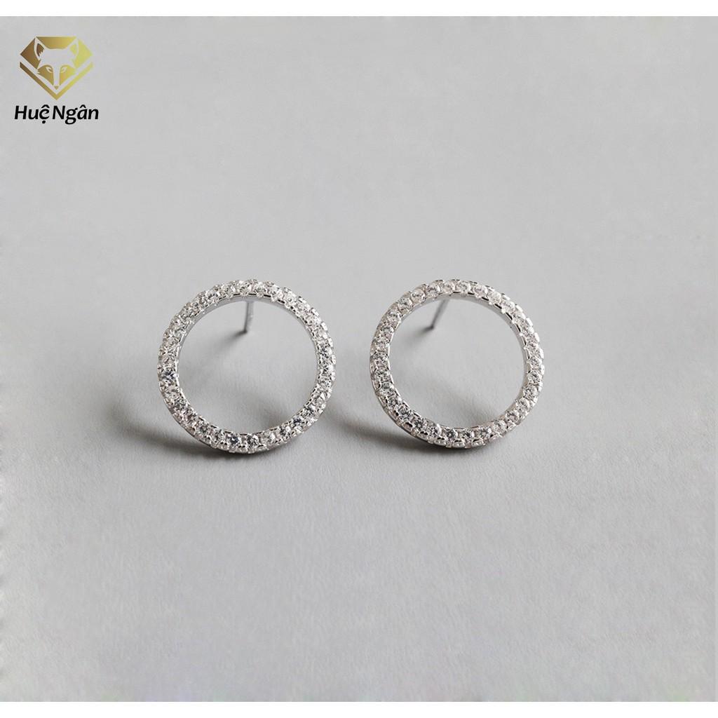 Bông tai bạc Ý 925 Huệ Ngân - Hình tròn xinh xắn RYE140975