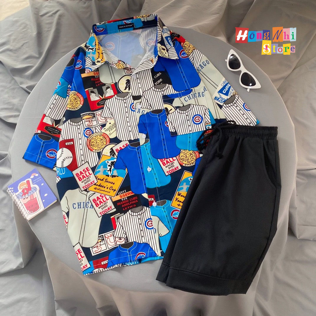 Áo Sơ Mi Hoạ Tiết Tay Lỡ Dáng Rộng,Sơ Mi Tay Lửng Unisex - MM