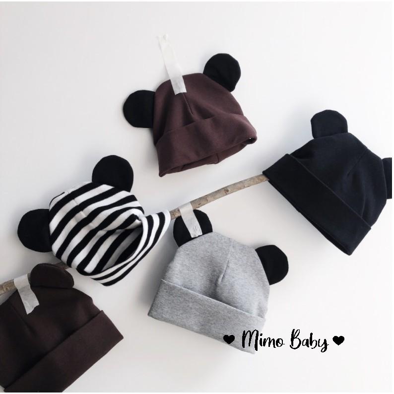 Mũ cotton tai chuột mickey cho bé - mũ trùm đầu (3-18m)