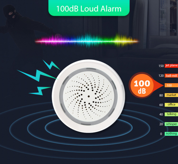 Chuông báo động kiêm cảm biến nhiệt độ, độ ẩm Wifi/ Zigbee Tuya 3 in 1