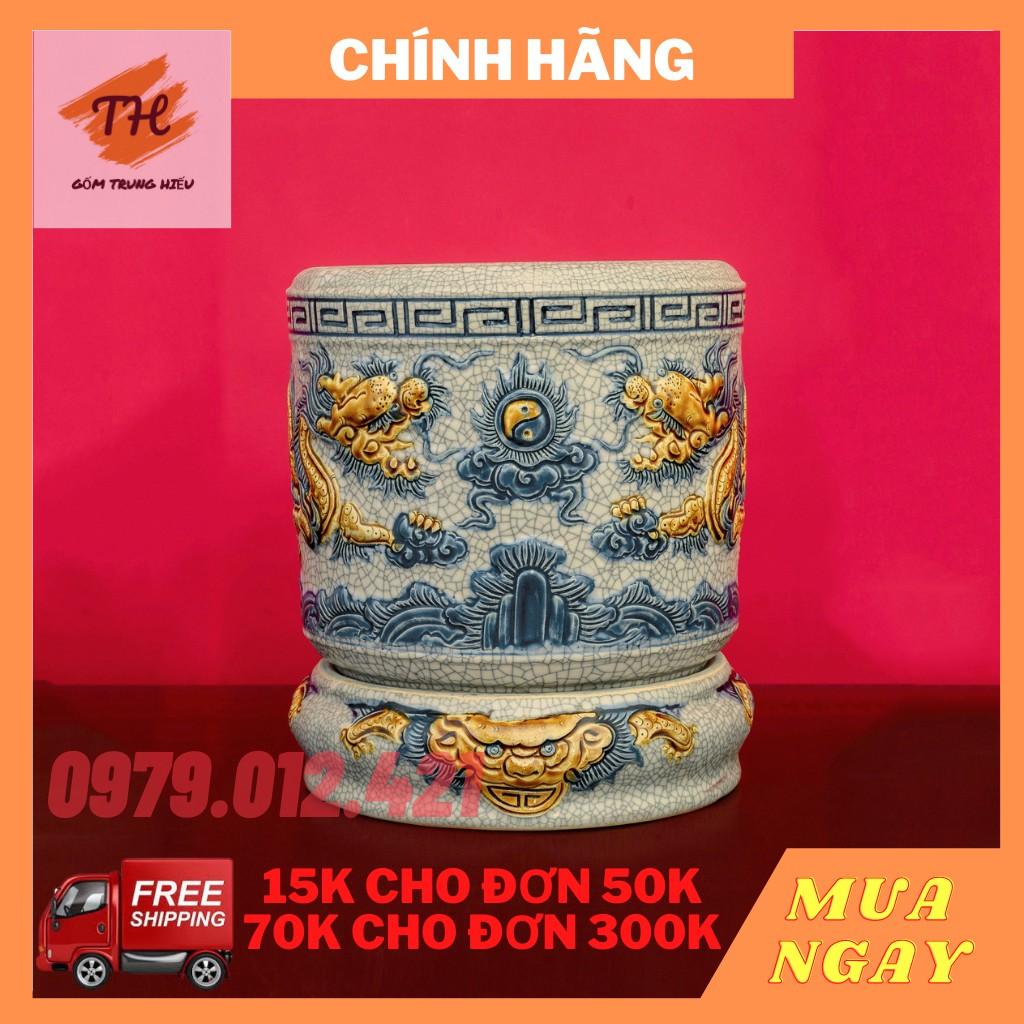 Bát hương Bát Tràng men rạn đắp nổi 20cm và 22cm