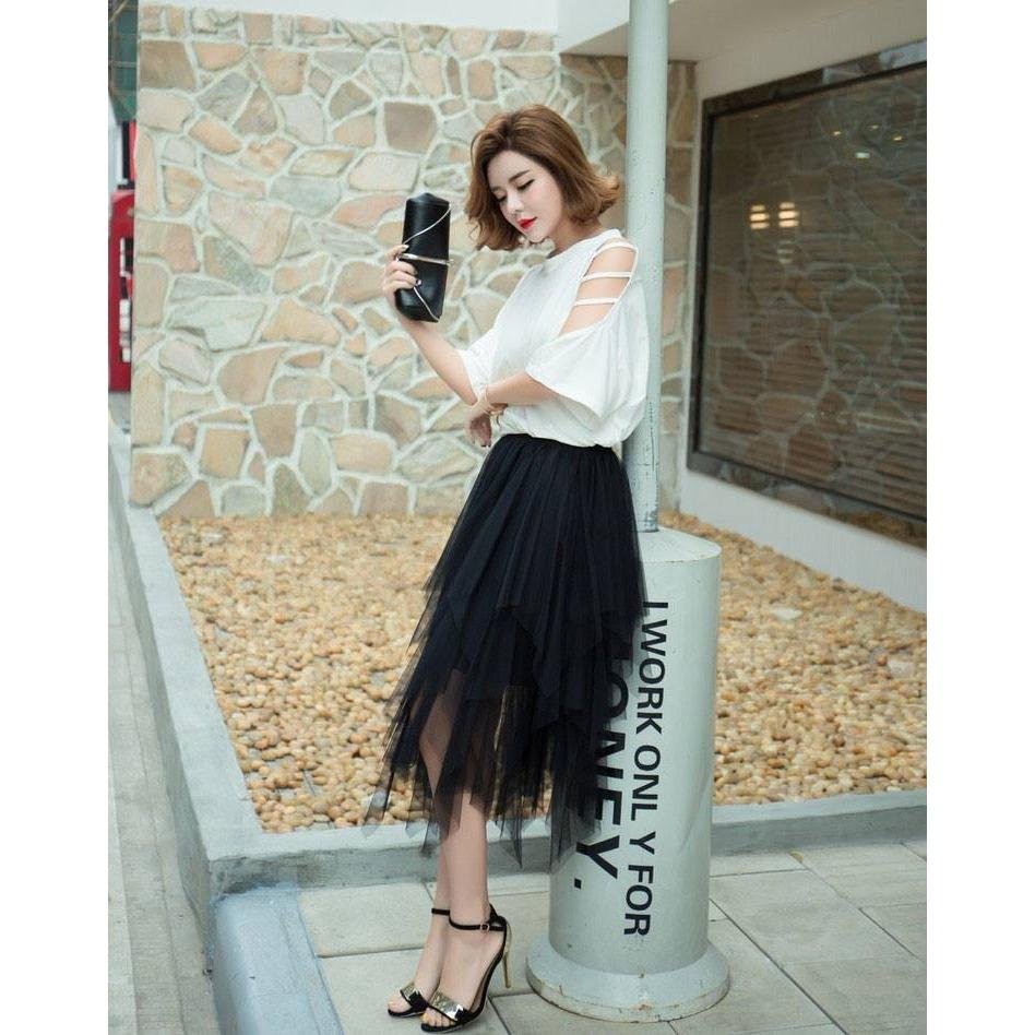 Chân váy tulle dài thiết kế dáng nhọn KIỂU DÁNG  nhiều tầng siêu xinh