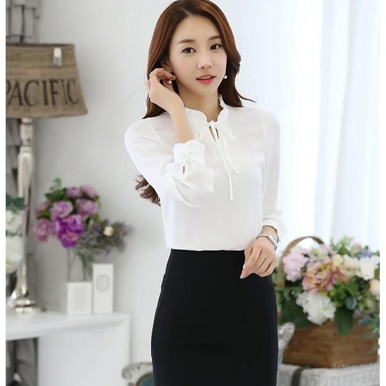 Áo sơ mi nữ tay dài cổ bèo vải voan chéo thái chất mềm mát dày dặn - TA131