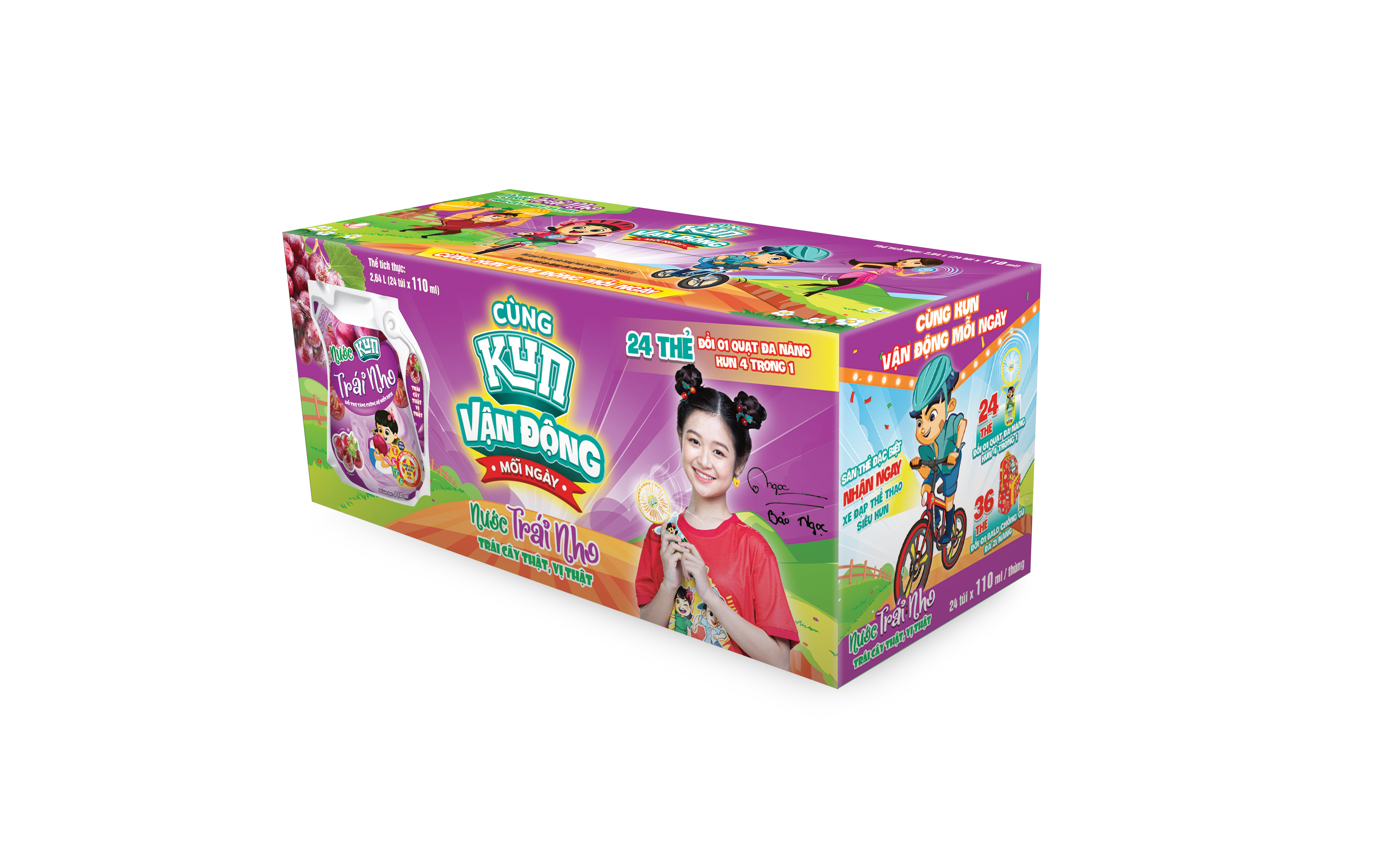 Kun nước trái cây nho thùng 24 túi x 110ml