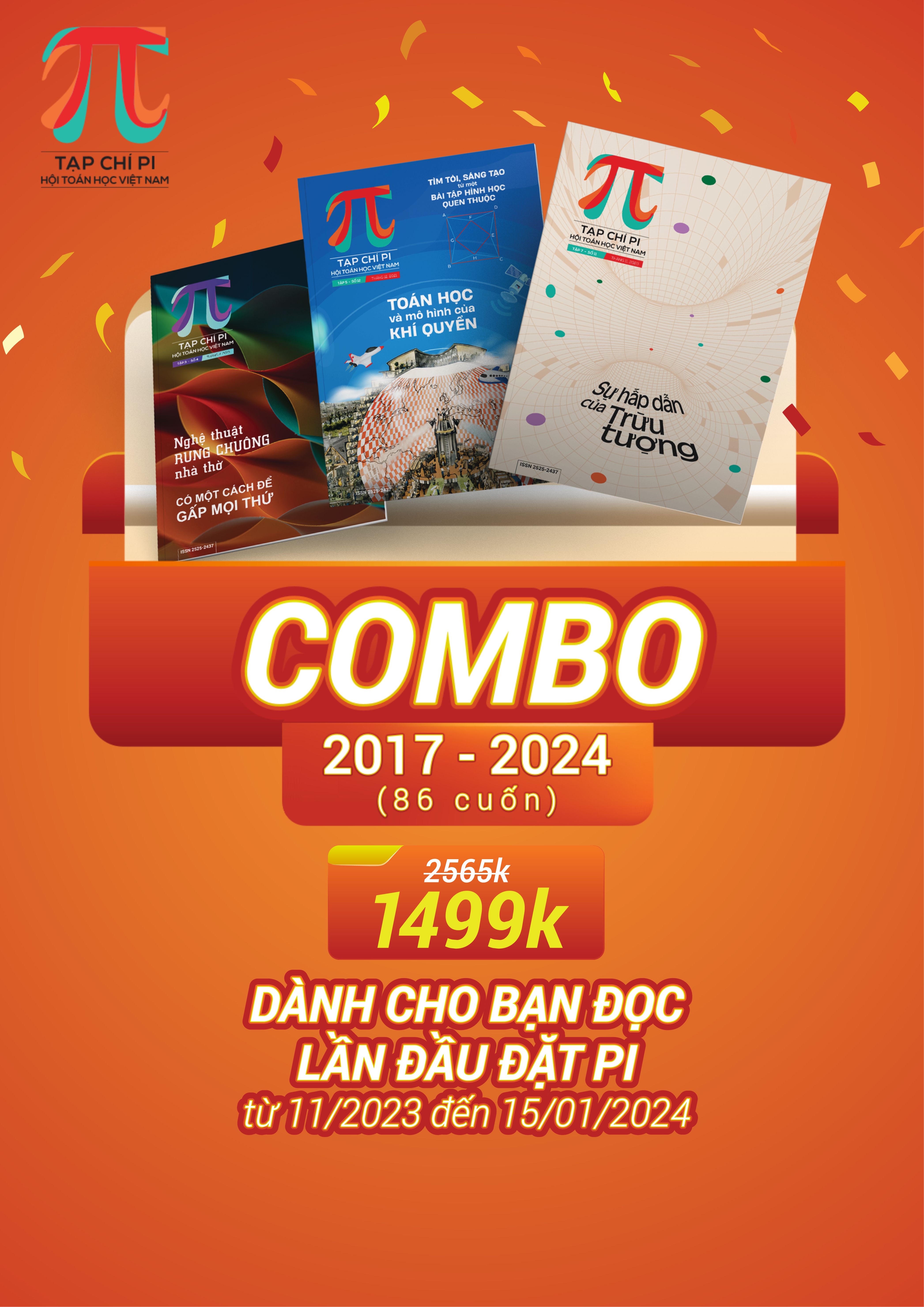 [Nhập 1212A50K giảm 50K đơn 999K] Tạp chí Pi - Hội Toán học Việt Nam 8 bộ/năm 2017 đến năm 2024