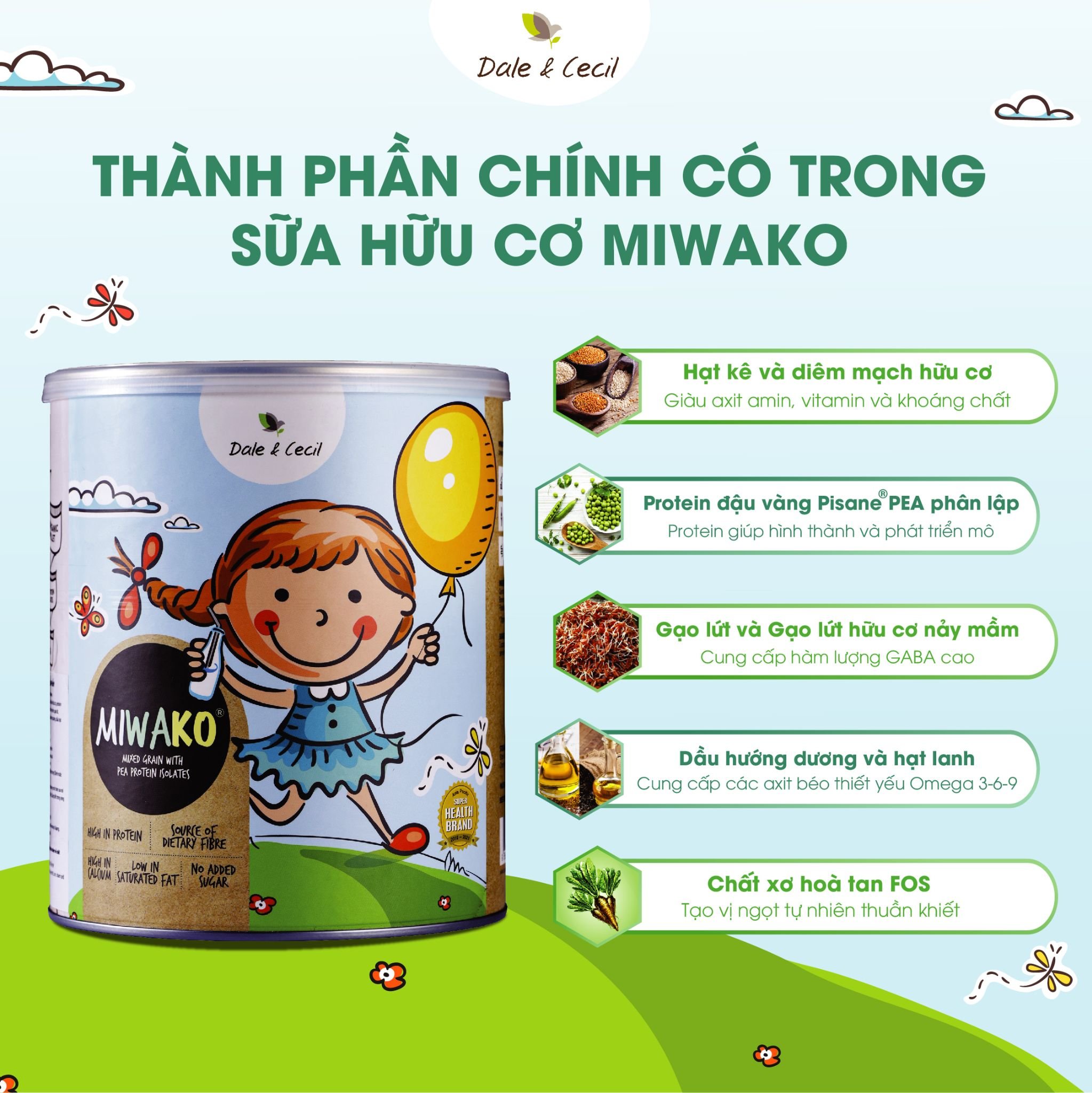 Sữa Hạt Miwako Vị Gạo Hộp 400g Malaysia Không Chứa Đậu Nành, Dinh Dưỡng Hữu Cơ Cho Trẻ Từ 1 Tuôi & Người Lớn