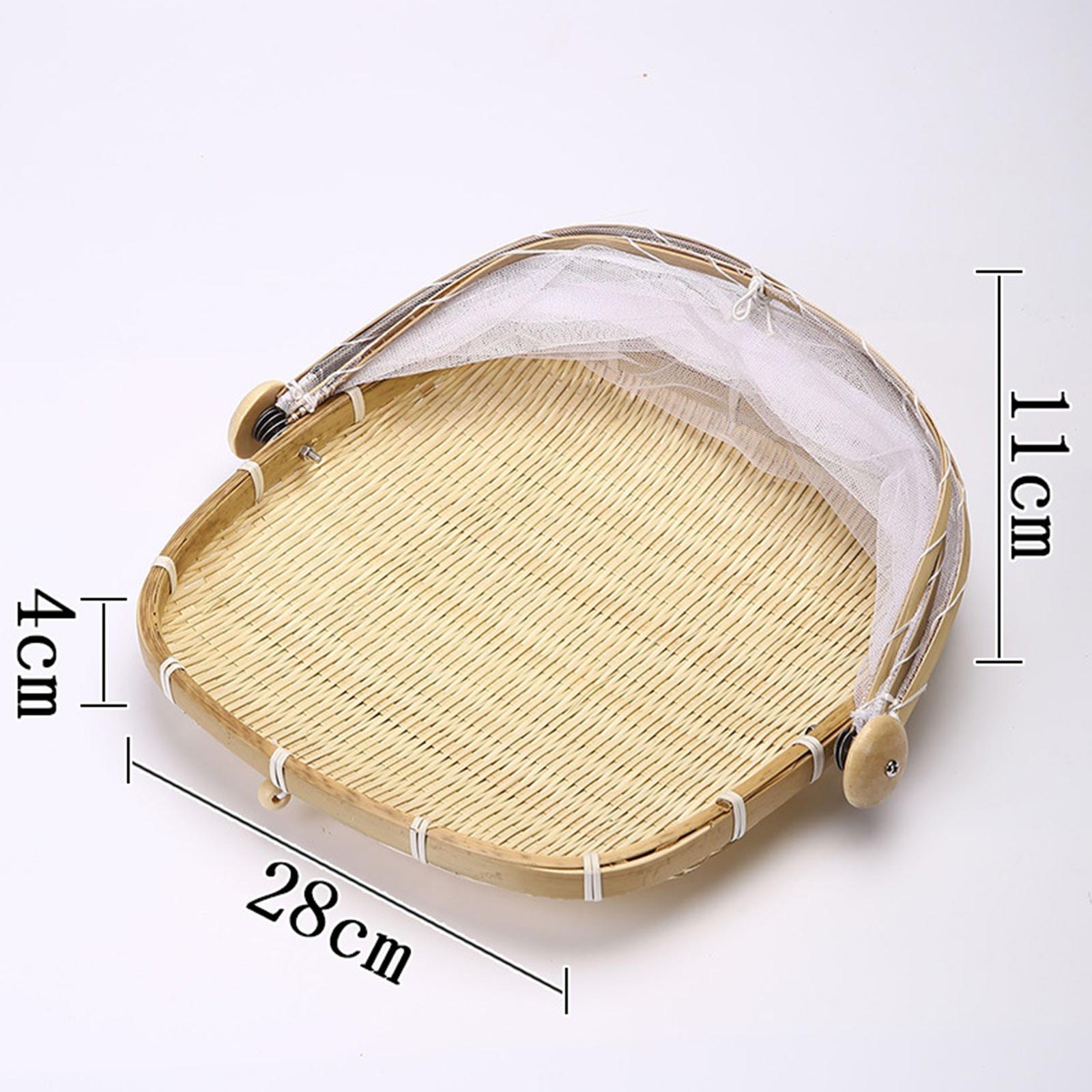 Food Serving Tent Basket Food Storage Basket with Mesh Gauze Cover for Fruit