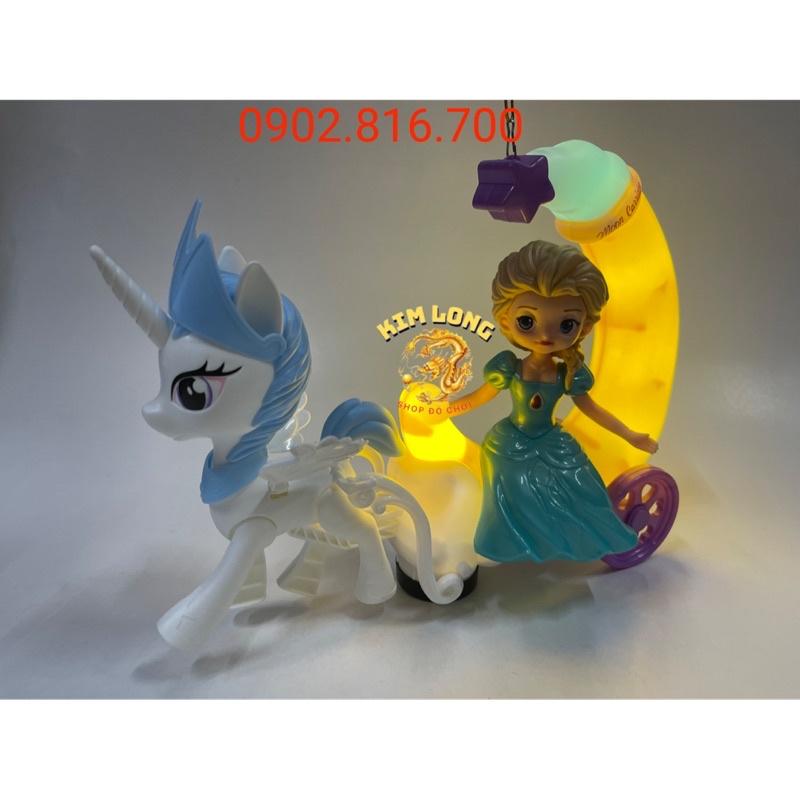 Đồ chơi lồng đèn trung thu cho bé gái hình ELSA NỮ HOÀNG BĂNG GIÁ CƯỠI NGỰA PONY tặng pin nhạc đèn
