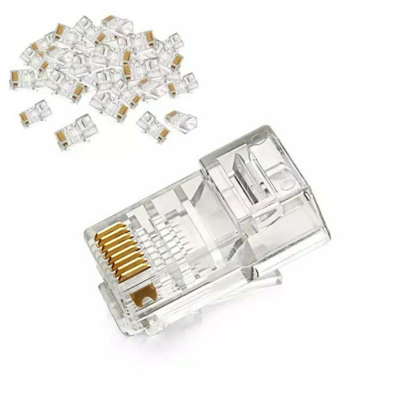 Hạt mạng RJ45  Cat 5E/Cat 6E cao cấp 8 chấu đồng dày mạ vàng