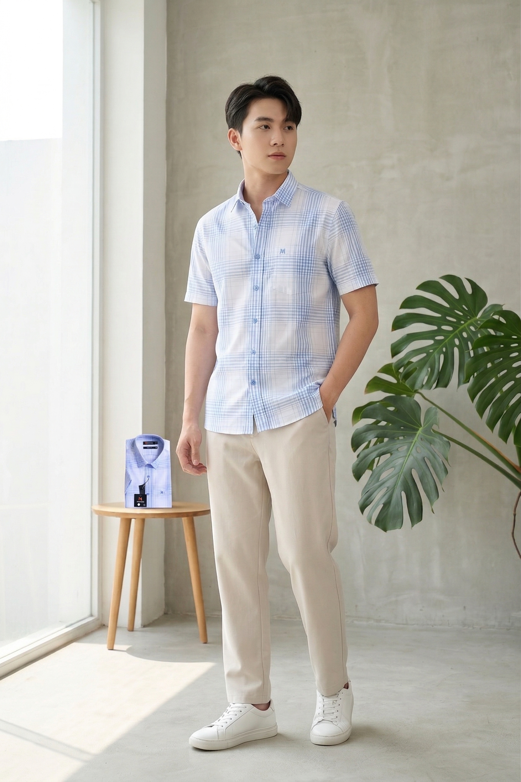 Áo sơ mi tay ngắn Khatoco Sale 350k ( giá tem438K) (size S,XL,2XL)